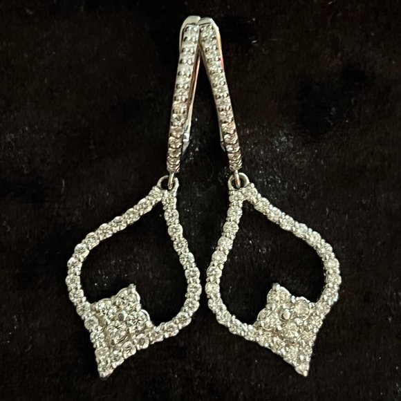 Jewelry - Vintage 14K White Gold Diamond Dangle Earrings